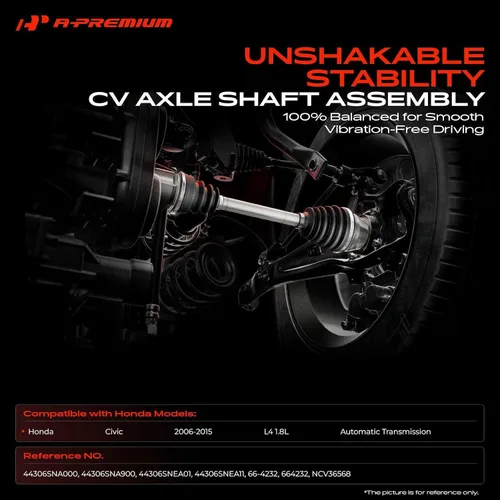 Vista 2 de Ensamblaje de eje de transmisión CV A-Premium compatible con Honda Civic 2006-2015, L4 1.8L, solo transmisión automática, lado del conductor