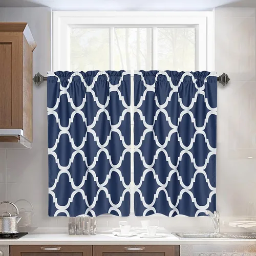 Vista 59 de Melodieux - Cortinas de bolsillo de moda marroquí para cocina, cafetería o baño, pequeñas ventanas
