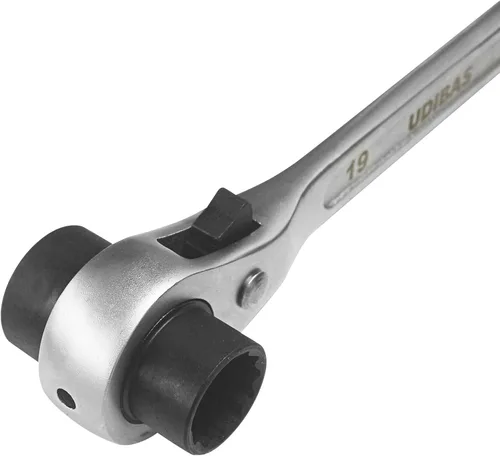 Vista 7 de 2 piezas 19 mm × 22 mm (o 3/4" x 7/8") llave de trinquete de carraca de doble extremo de 12 puntos de grado profesional para andamio, plata