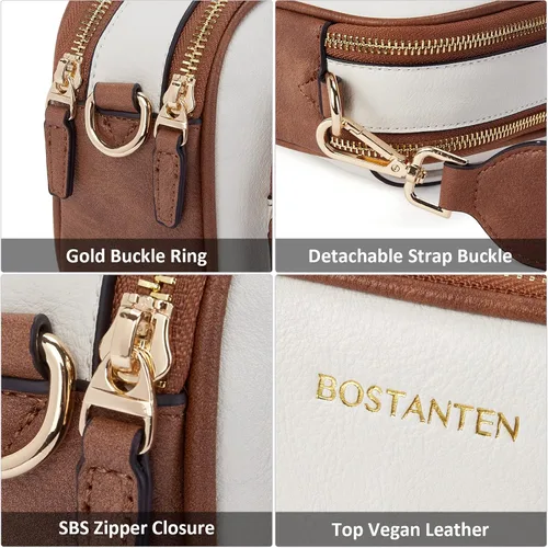 Vista 9 de BOSTANTEN Bolsos cruzados para mujer, billetera de cuero pequeña RFID