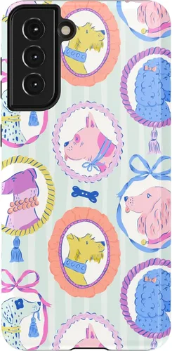 Vista 24 de Casely Funda para Galaxy S21 Here Comes The Sun Colorblock Sunset Diseño protector delgado esencial de doble capa Aquí viene el sol
