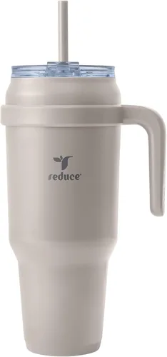 Vista 46 de REDUCE Vaso de acero inoxidable de 24 onzas con asa, con aislamiento al vacío de doble pared, tapa a prueba de sudor y popote reutilizable, mantiene