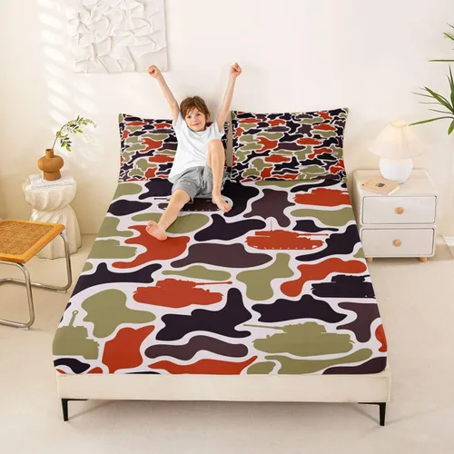 Vista 20 de Erosebridal Camouflage Sheets for Boys Girls Game Console Fitted Sheet,3D Gamer Controller Kids Bedding Sets Army Camo Bed Sets Twin 2 Piece Army