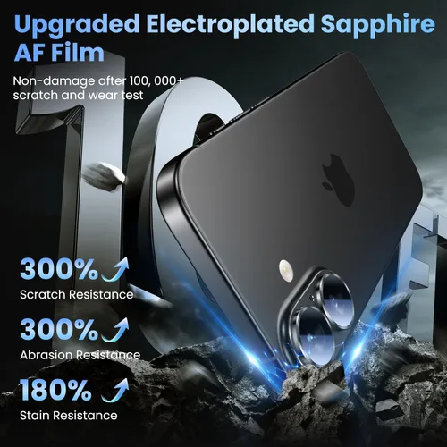 Vista 6 de Uyiton Compatible con iPhone 17 Protector de Lente de Cámara - [No es Fácil de Romper][Fuerte Adsorción][Compatible con Fundas] Protector de Cámara