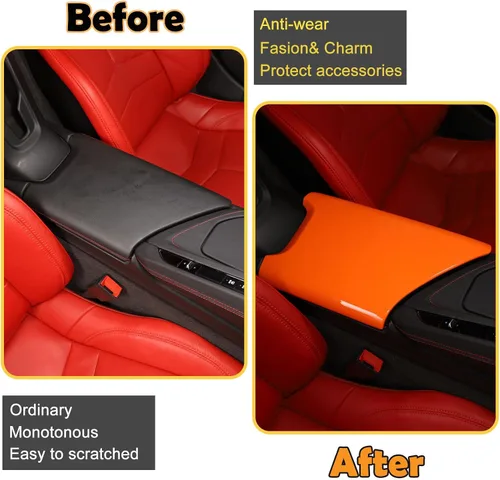 Vista 2 de CHEAYAR Funda para Reposabrazos de Interior de Coche, Caja de Consola Central Compatible con Chevrolet Corvette C8 2020-2023, Cubierta de Protección