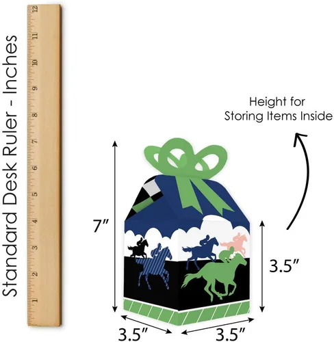 Vista 6 de Big Dot of Happiness Kentucky Horse Derby - Cajas de regalo cuadradas - Cajas de lazo para fiesta de carreras de caballos - Juego de 12