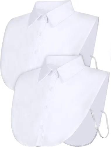 Vista 10 de Tatuo 2 piezas de cuello falso desmontable para mujer, camisas Dickey mitad falsa blusa Dickey