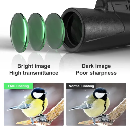 Vista 4 de Telescopio monocular de 12 x 42 para adultos, monoculares compactos HD de alta potencia, telescopio portátil de mano con prisma BAK4 y lente FMC