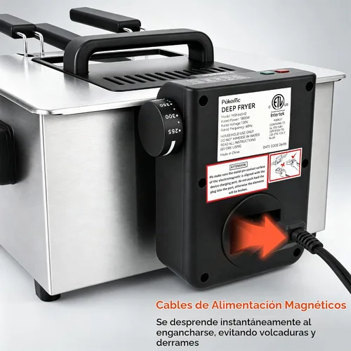 Vista 7 de Pukomc Freidora profunda con cesta 4.5L Temperatura ajustable, contenedor