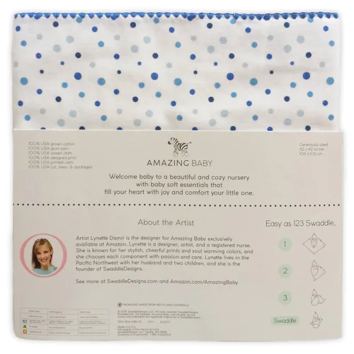 Vista 4 de Amazing Baby Manta de recepción grande, manta para bebés, niños y niñas, franela de algodón más suave de Estados Unidos, el mejor regalo de ducha