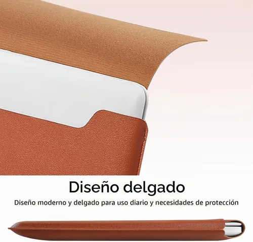 Vista 5 de Compatible with Apple 14"/13.3" Laptop Sleeve, Padded Case Marrón