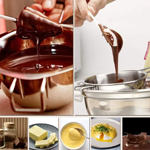 Vista 6 de Olla de acero inoxidable de doble caldera para derretir chocolate, dulces y velas (acero 18/8, capacidad de 2 tazas, 16.2 fl oz)