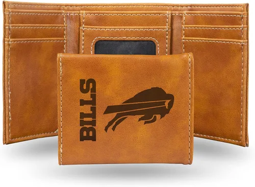 Vista 9 de Rico Industries Billetera marrón con grabado láser de la NFL, Baltimore Ravens, Trifold