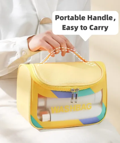 Vista 6 de LEJN Neceser Bolsa de viaje Bolsa de maquillaje resistente al agua Bolsa de cosméticos Organizador de viaje Contenedor de tamaño completo Artículos