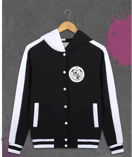 Vista 2 de Sudadera con capucha de oso negro y blanco, disfraz de anime para cosplay, con cremallera, unisex, chaqueta