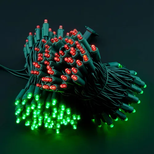 Vista 3 de YULETIME 200 luces LED de Navidad de gran angular rojo y verde, cable verde de 66 pies, certificado UL, juego de luces navideñas de 0.197 in