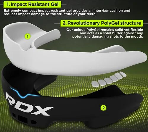 Vista 3 de RDX Protector Bucal para Boxeo MMA Kickboxing Muay Thai Judo Karate - Protector de Mandíbula con Funda de Almacenamiento para Adultos, Artes