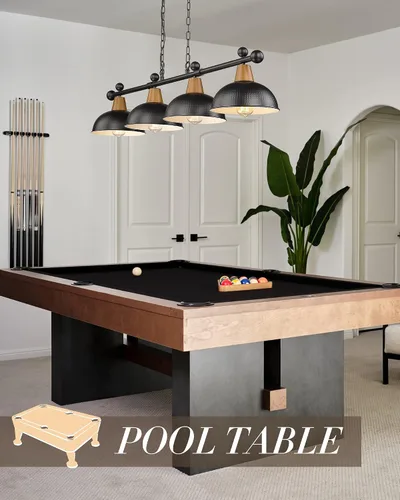 Vista 3 de FEMILA 4FG60-4LP BK - Luces de mesa de billar de 4 luces para mesa de 7 pies/8 pies, lámpara de mesa de billar moderna de 48 pulgadas, lámpara