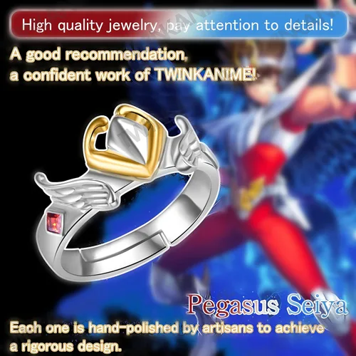 Vista 2 de TWINKANIME All 6 S925 Silver Ring Anime Sagittarius for Cosplay Open Band Adjustable Ring for Cosplay Prop