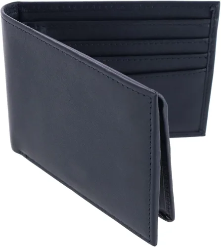 Vista 3 de Trafalgar Cartera Sergio de cuero genuino RFID con doble pliegue para hombre, Negro -, Talla única