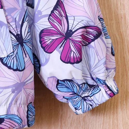 Vista 4 de Ropa de invierno para niñas y adolescentes, abrigo de forro polar con capucha y estampado de mariposas para niñas de 1 a 6 años