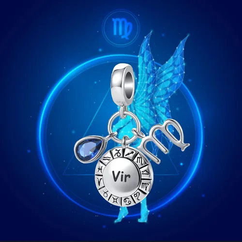 Vista 5 de 12 signos del zodiaco con dije de constelaciones de feliz cumpleaños para pulsera Pandora