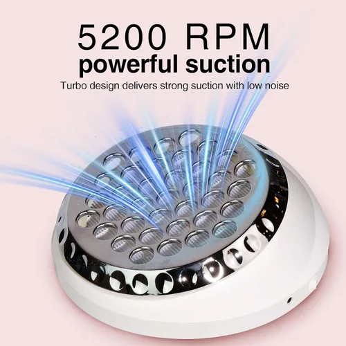 Vista 5 de Colector de polvo de uñas+1 filtro de 40 W Turbo Aspirador sin ventilador 5200 RPM succión más fuerte fuerte potencia profesional uñas salón