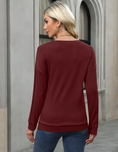 Vista 6 de For G and PL Sudadera elegante de manga larga con cuello redondo y encaje para mujer, para otoño e invierno 2024