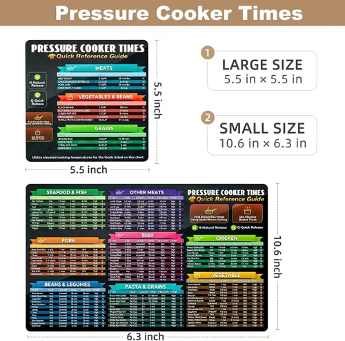 Vista 2 de Hoja magnética de trucos Instantpot, tabla de tiempos de cocción instantánea, accesorios de olla a presión, folleto de guía de cocina Instapot