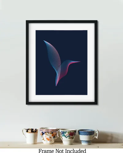 Vista 7 de Moiré Hummingbird Home Decor - Minimalist Bathroom Decor Wall Art - Teen Room Decor - Great Gift for Men, Women and Kids - 11x14 unframed print