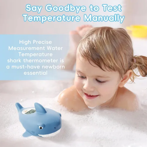 Vista 2 de b & h - Termómetro de baño para bebé, termómetro digital de temperatura del agua de tiburón