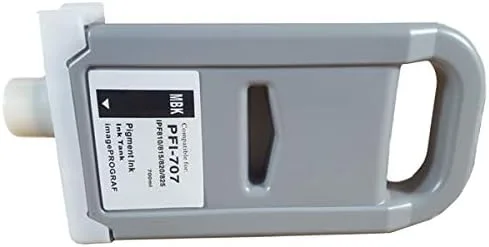 Vista 2 de Vivid Colors Cartucho de tinta compatible con PFI-707 para impresoras Canon PFI707 (23.7 fl oz, 5 unidades) para impresoras iPF830, iPF840, iPF850