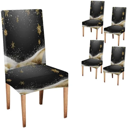 Vista 217 de CAPSCEOLL Christmas Dining Chair Covers,Snowflakes Festive Winter Pattern Stretch Chair Covers for Dining Room Set of 2 Washable Spandex Parson