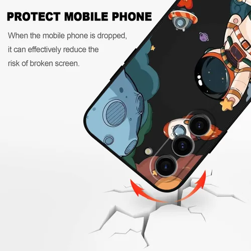 Vista 4 de LEECG Funda protectora para Samsung Galaxy S23, patrón de astronauta a prueba de golpes, anticaídas, para Samsung S23, negro astronauta