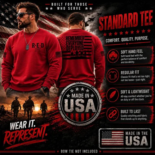Vista 6 de Wild Bobby RED Friday US Military Shirt Remember Everyone Deployed Flag American Pride Unisex Sweatshirt