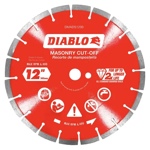 Vista 3 de Disco de corte segmentado de diamante Diablo para mampostería, hormigón, ladrillo y bloque - Diámetro de 4", Kerf de 2.2mm, 15250 RPM máx.