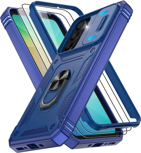 Vista 186 de Gritup Funda para Google Pixel 6 con cubierta deslizante para cámara y protector de pantalla (2 unidades), soporte de anillo giratorio 360°, funda