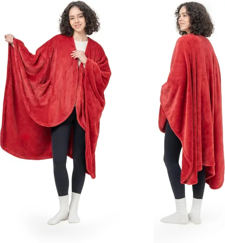 Vista 10 de Berkshire Blanket Primalush® Manta portátil, Capa de felpa con bolsillos y acogedora para estar en casa, ideal para adultos y adolescentes, Negro