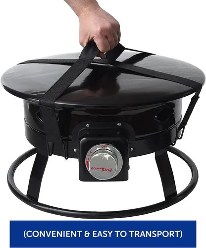 Vista 5 de Flame King Fogata de propano sin humo, cuenco de fuego portátil de 19 pulgadas, 58 K BTU con autoencendedor, cubierta y correas de transporte