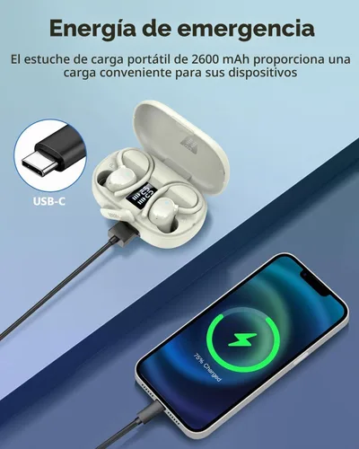 Vista 5 de Auriculares inalámbricos Bluetooth deportivos 2026 con Bluetooth 5.3, 128 horas de reproducción con pantalla LED, potentes graves sobre la oreja