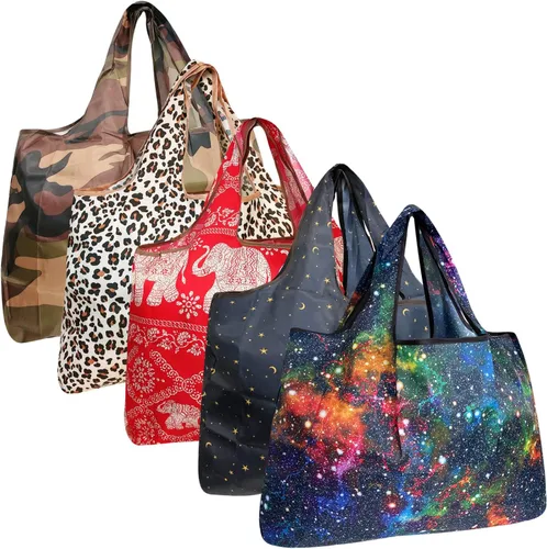 Vista 24 de allydrew Bolsas grandes plegables de nailon reutilizables para comestibles, paquete de 5