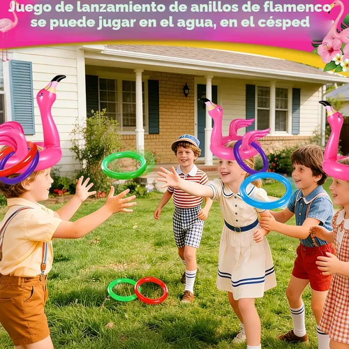 Vista 5 de Camlinbo 15 juguetes inflables de flamenco para piscina, juego de piscina, flamencos Luau, decoración de fiesta, juguetes hawaianos de playa