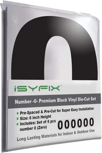 Vista 44 de iSYFIX Calcomanías de vinilo negro con el número 7 (siete), paquete de 6 calcomanías autoadhesivas de 7 pulgadas, calcomanías troqueladas y Negro