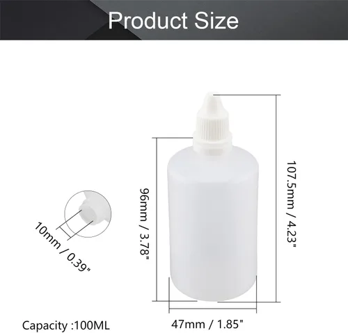 Vista 2 de Othmro Botellas cuentagotas de plástico de ojo de laboratorio de polietileno de 3.3 onzas, 3 piezas, 3.4 fl oz de gotero líquido exprimible