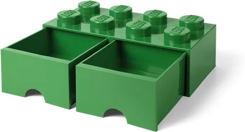 Vista 6 de LEGO - Cajón de ladrillos, 8 perillas, 2 cajones, caja de almacenamiento apilable, color verde oscuro