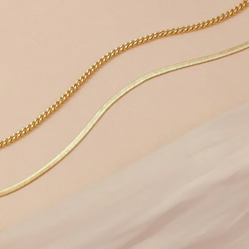 Vista 6 de Collar de espiga para mujer, delicado collar de oro, serpiente chapada en oro de 14 quilates, gargantilla de cadena de oro, collares simples