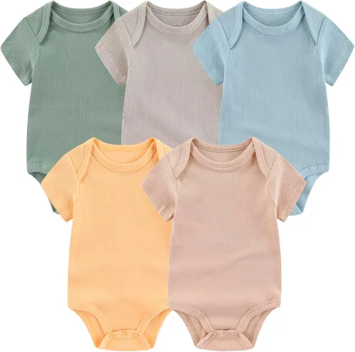 Vista 38 de Body de manga corta para bebé recién nacido, ropa de algodón de una pieza, 5 unidades, 0-12 meses
