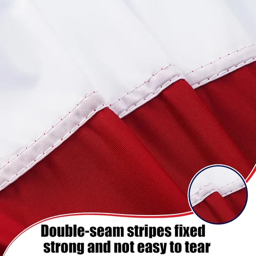 Vista 3 de Bandera estadounidense de 1.5 x 3 pies, banderas plisadas de Estados Unidos bordadas para exteriores, bandera patriótica de medio abanico con 3