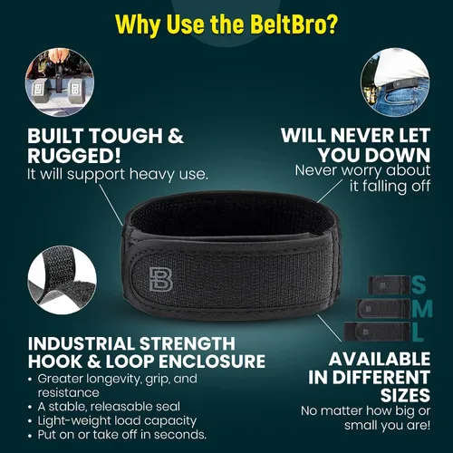 Vista 3 de BeltBro Titan - Cinturón elástico sin hebilla para hombre, se adapta a trabillas de cinturón de 1.5 pulgadas, cómodo y fácil de usar