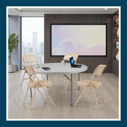 Vista 11 de OEF Furnishings Serie OEF3200 Sillas plegables de vinilo de alta calidad, resistentes, de grado industrial, asiento ultra acolchado de 2 pulgadas